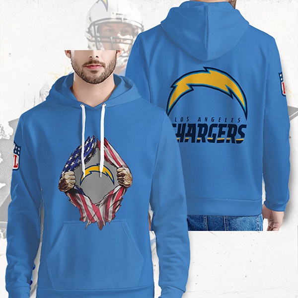 Men's Los Angeles Chargers Blue 3D Trending T-Shirt Hoodie